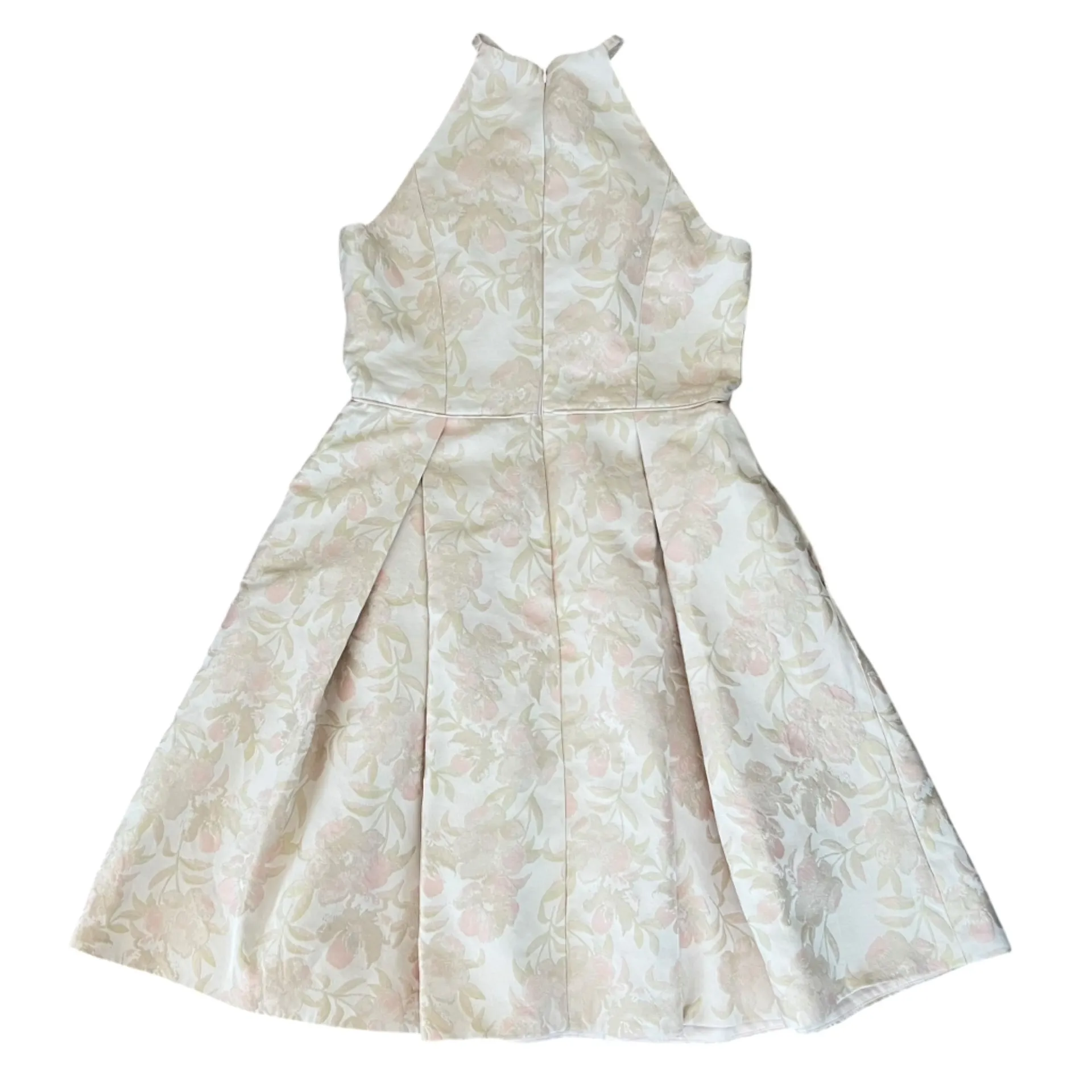 Gal Meets Glam Women’s Evelyn Sea Holly Jacquard Pink Floral Halter Neck Dress - Image 8