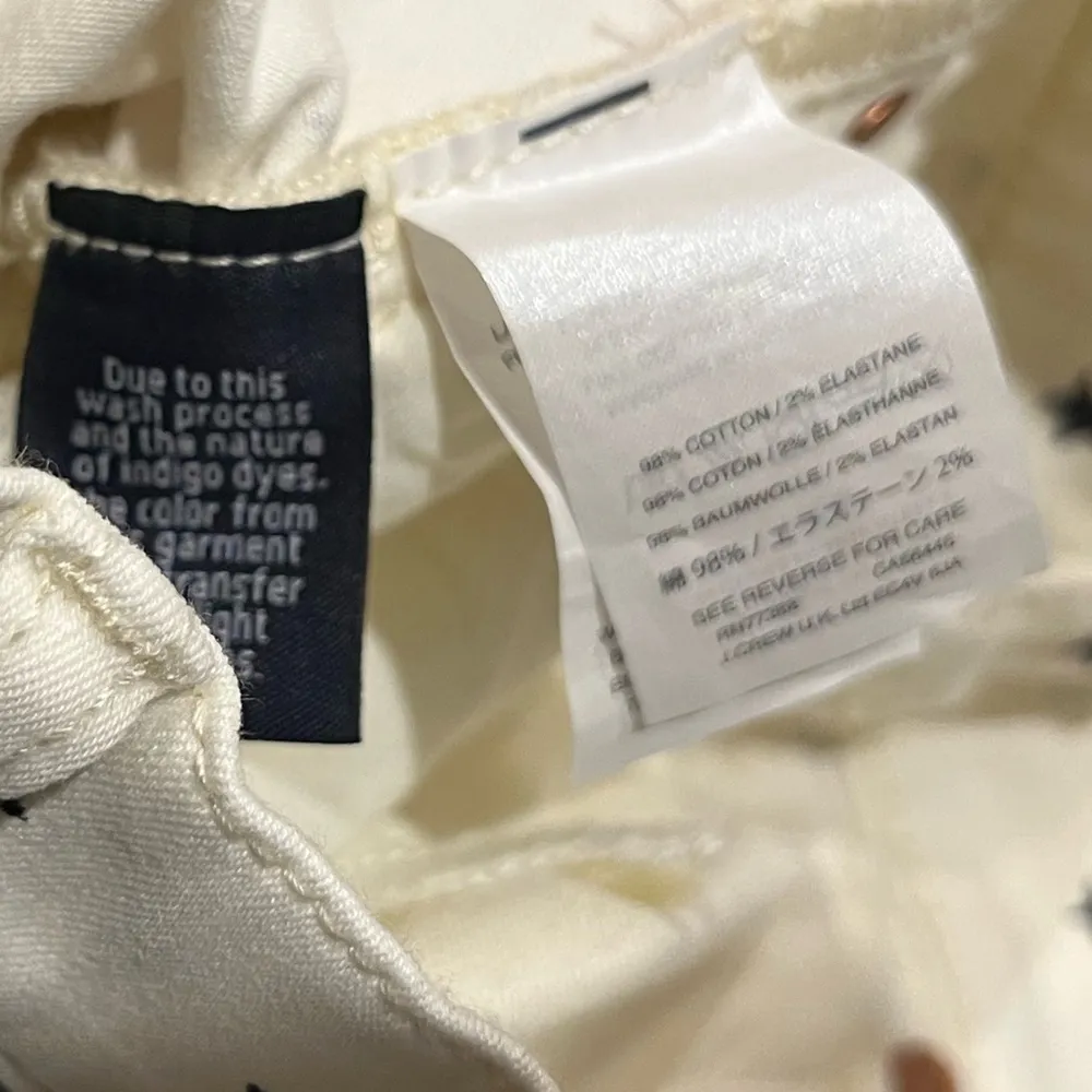 J. Crew Toothpick Mini Star Print Skinny Jeans Cream White Navy Mid Rise 24 - Image 8