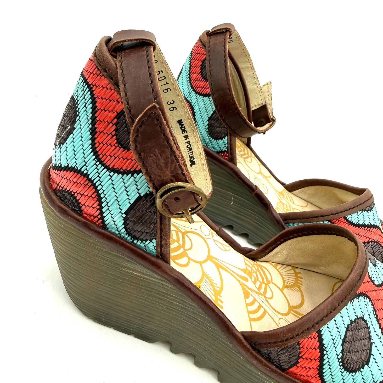 Fly London Yeji Open Toe Retro Style Wedge Sandals Size 36 / 5.5-6 - Image 2