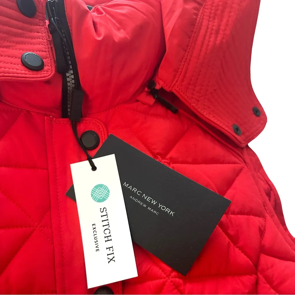NWT Marc New York Skien Quilted Red Vest with Zip Pockets & Detachable Hood - Image 3