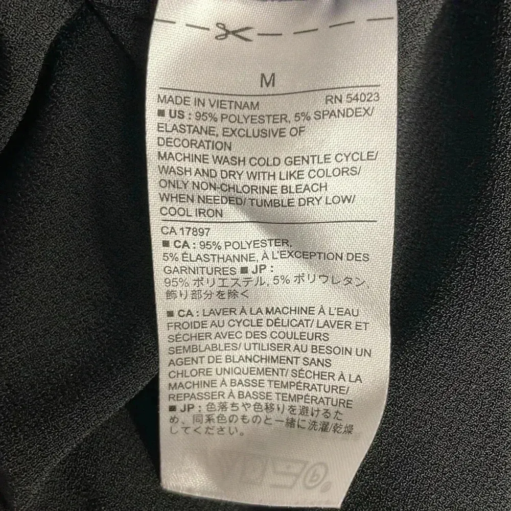 Banana Republic Tie Neck Short Sleeve High Low Shirt Size Medium Black Blouse - Image 7