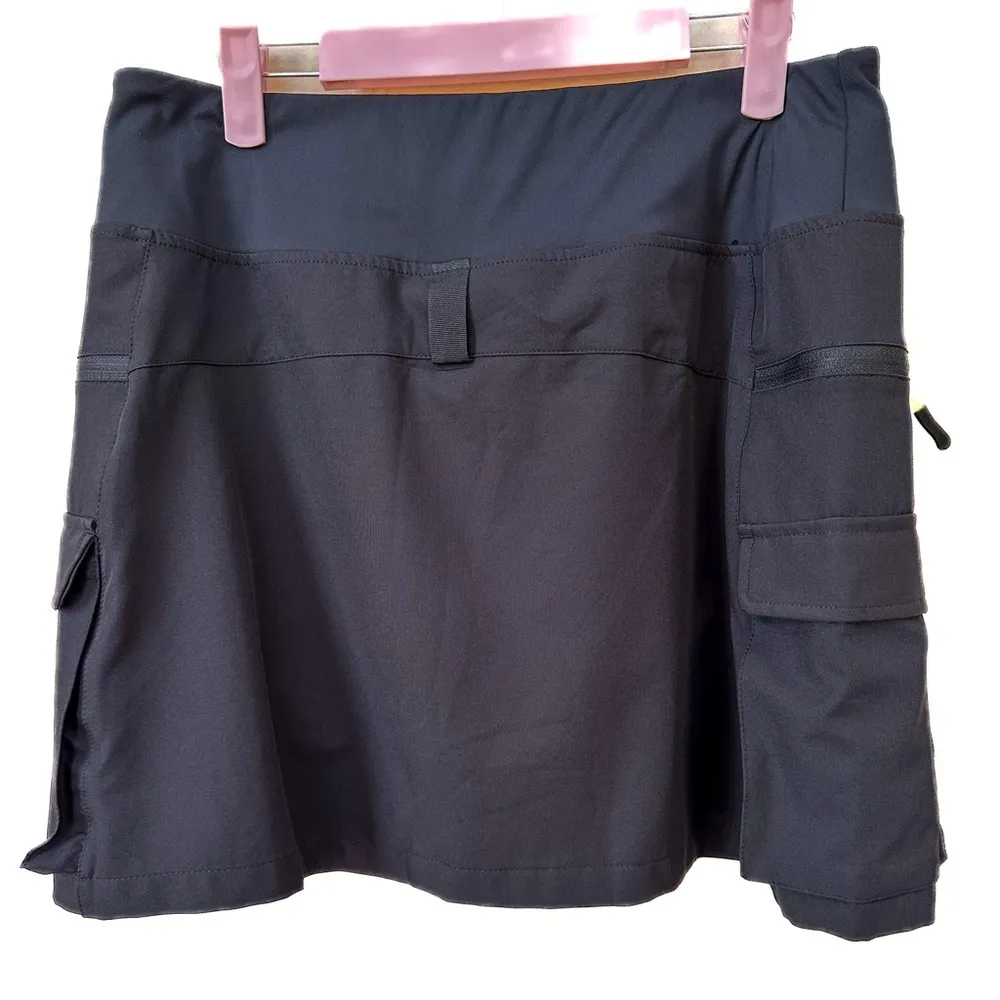 Women's Hiking Cargo Skort Travel Athletic Golf Zipper Pockets Quick Dry UPF 50 Black Size L - Image 3