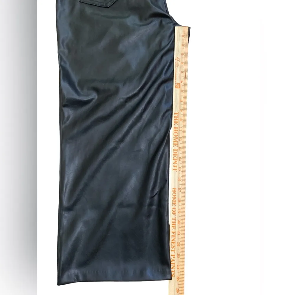 High rise faux leather cropped wide leg pants in black Jack - Image 8