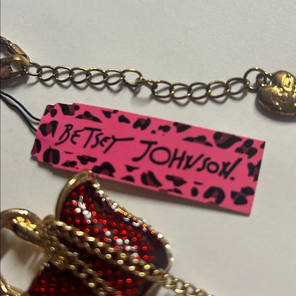 NWT Betsey Johnson Red and Gold Women's Bag w charms Necklace - Image 2