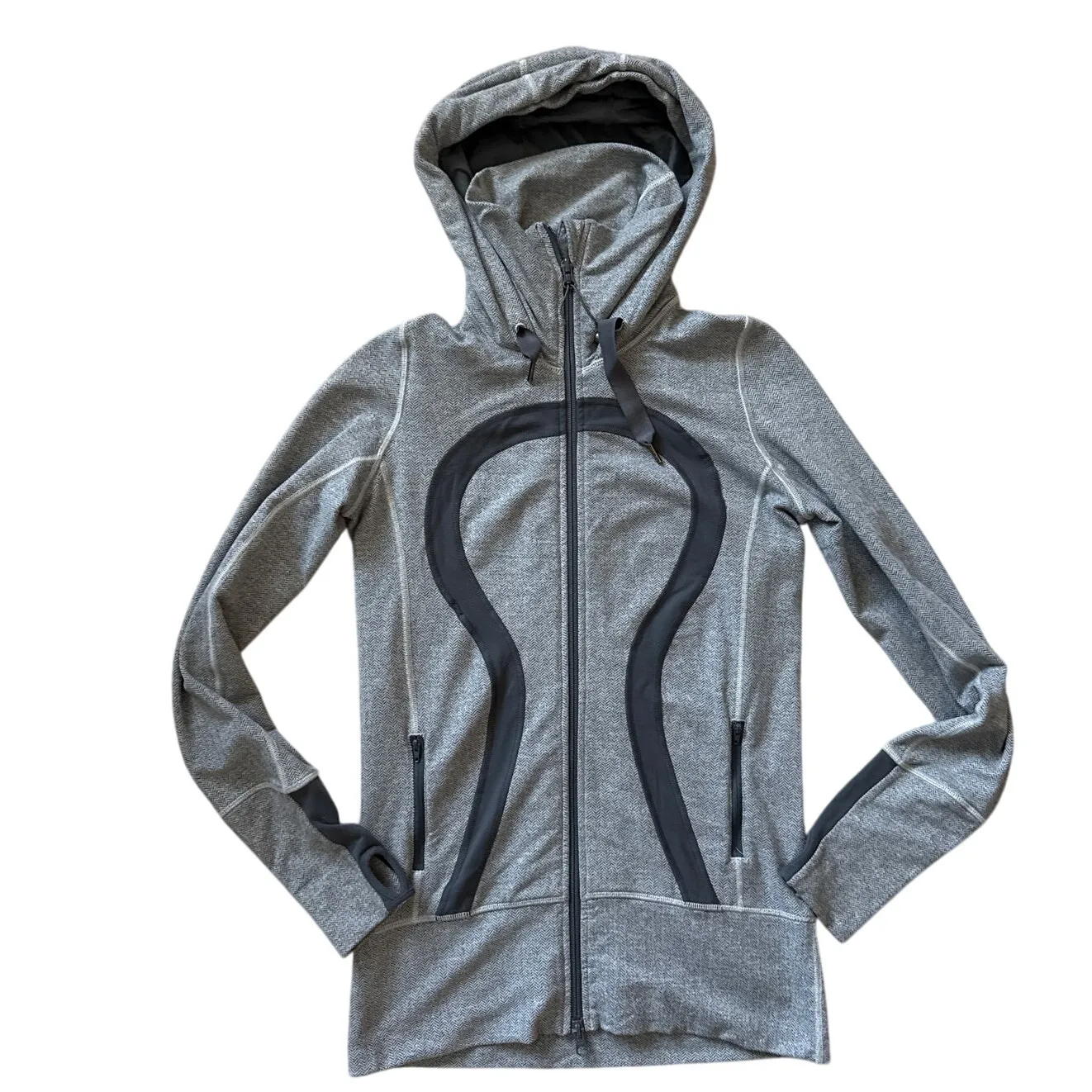 Lululemon Brushed Stride Jacket Ghost Heathered Coal Herringbone / Coal Size 6 - Image 6