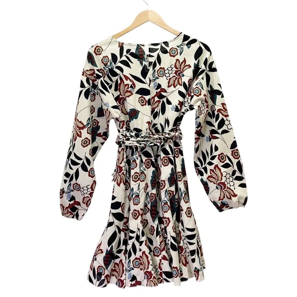 NWT Bohme Jacqui The Label Boho Floral Long Sleeve Belted Midi Dress Size Medium - Image 3