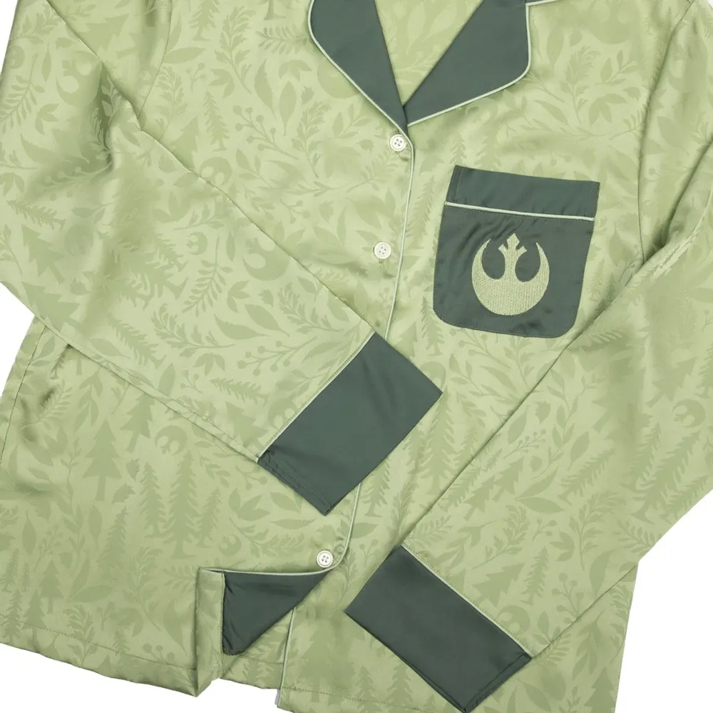 NWT Women’s Heroes & Villains Star Wars Leia Satin Pajama Set Green Size XL - Image 8