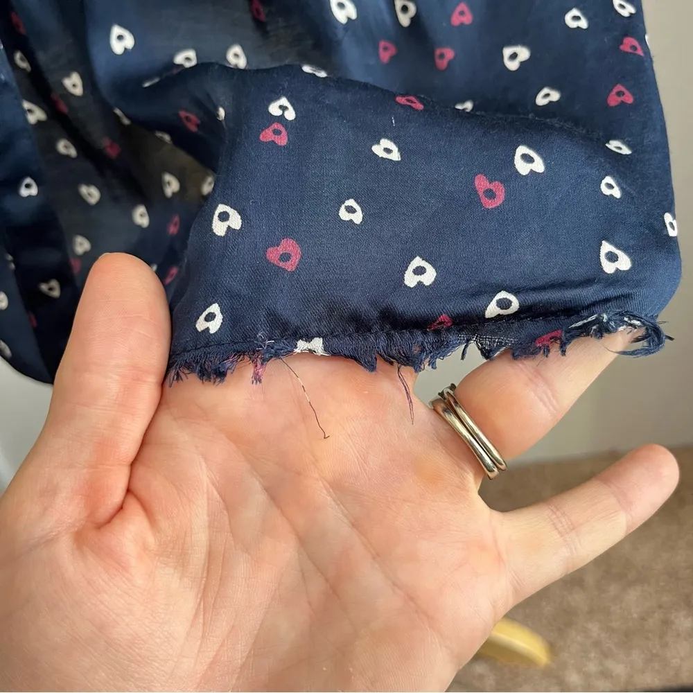 Zadig & Voltaire Ramia Heart Printed Button Navy Shirt Dress Womens Size Medium - Image 8