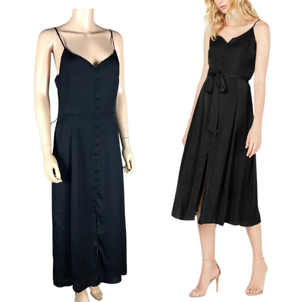VINCE CAMUTO Black Satin A-Line Midi Dress NWOT 6 - Image 2