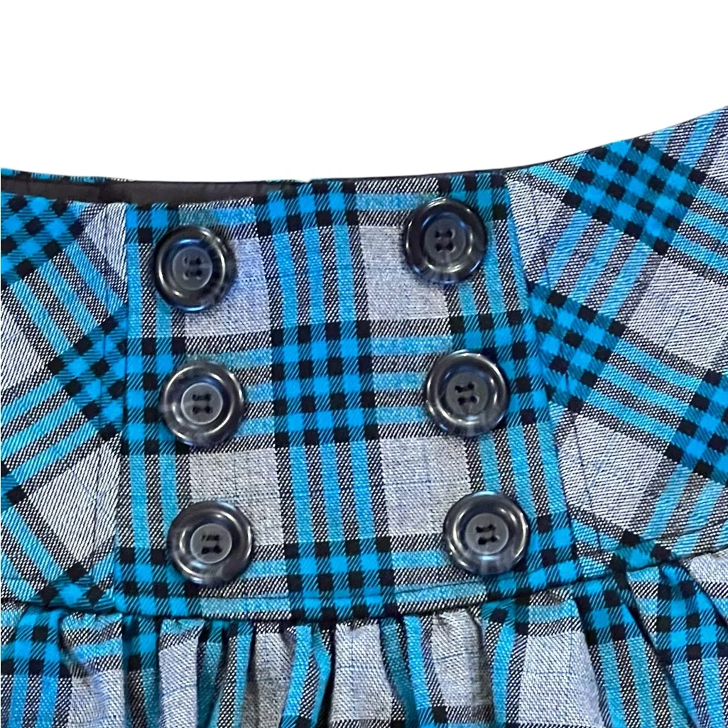 Vintage Y2K 90’s Lace Up Big Buttons Pleated Taunt Plaid Miniskirt Size 7 - Image 10