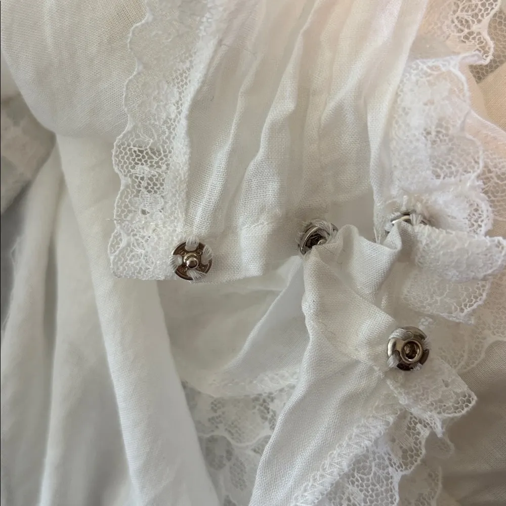 VTG  Victoria’s Secret White Cotton 1Pc Teddy Sz M Lace Pleating Coquette Girl - Image 10