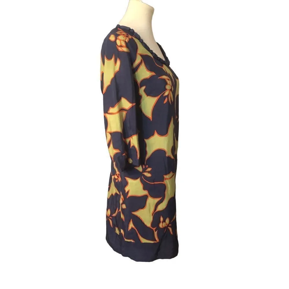 Ann Taylor navy blue, chartreuse and orange bold floral print dress.

Lightweigh - Image 5