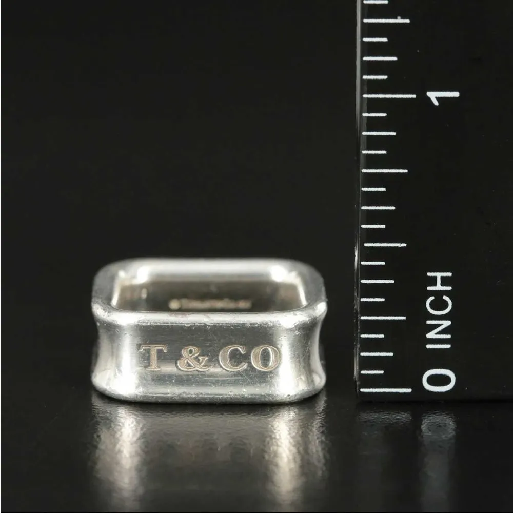 Tiffany & Co. 1837 Sterling Silver Square Ring 925 Size 6 Luxury Jewelry - Image 3