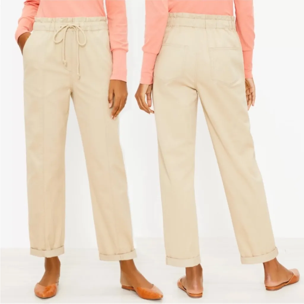 NWT LOFT Khaki Drawstring Twill Jogger Pants - Size S - Image 2