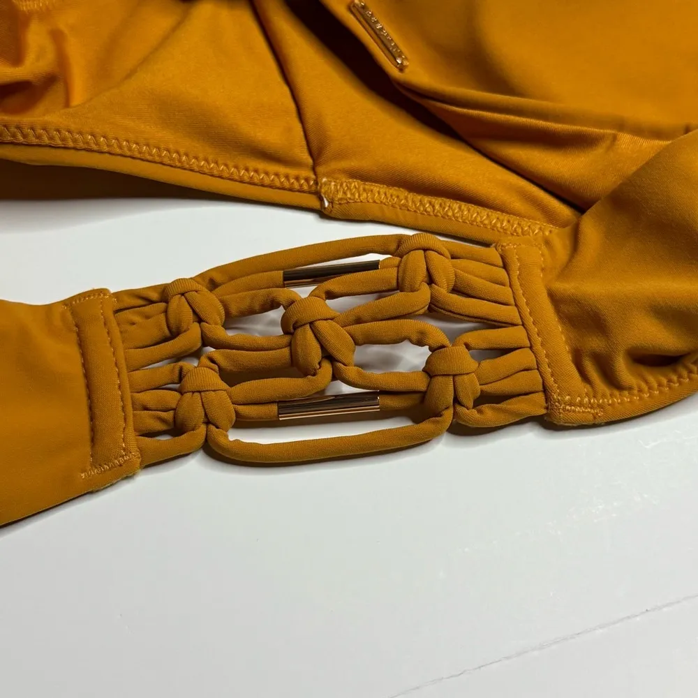 Aubade Paris Women's Standard Swim bottoms XS Mustard Yellow Gold Macramé Orange - Image 4