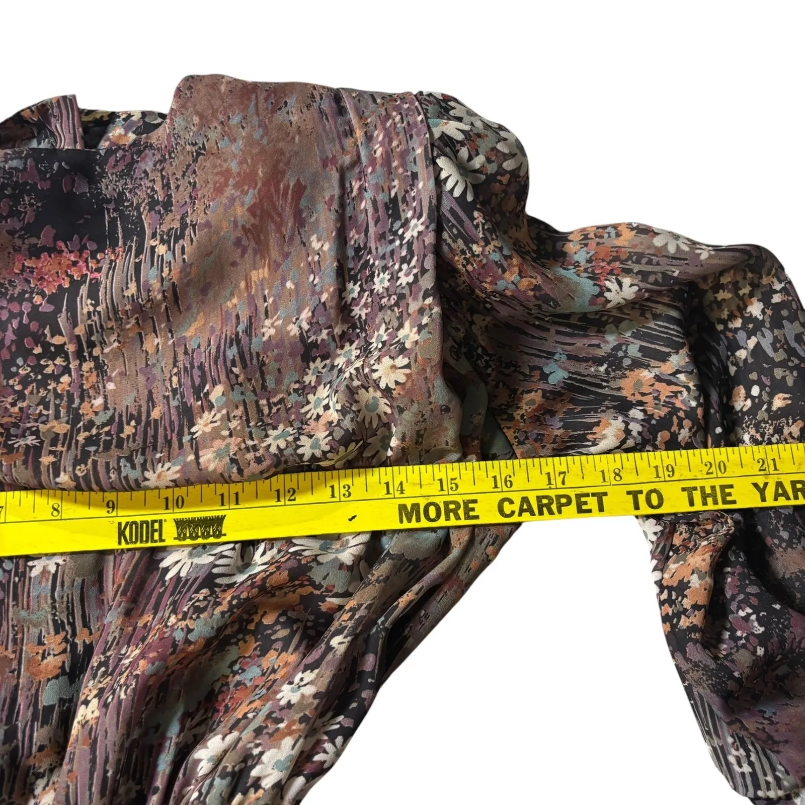 Lady‎ Carol Petites Vintage Floral Print Pleated Dress Belted Size 4 Made in USA Brown - Image 9