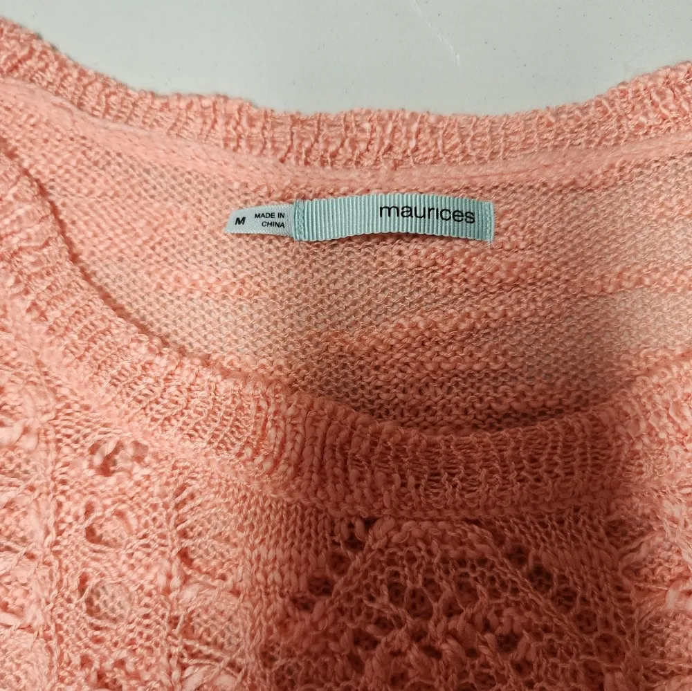Maurices Sweater Pullover Women M Medium Pink Geometric Knit 3/4 Sleeve Casual - Image 6