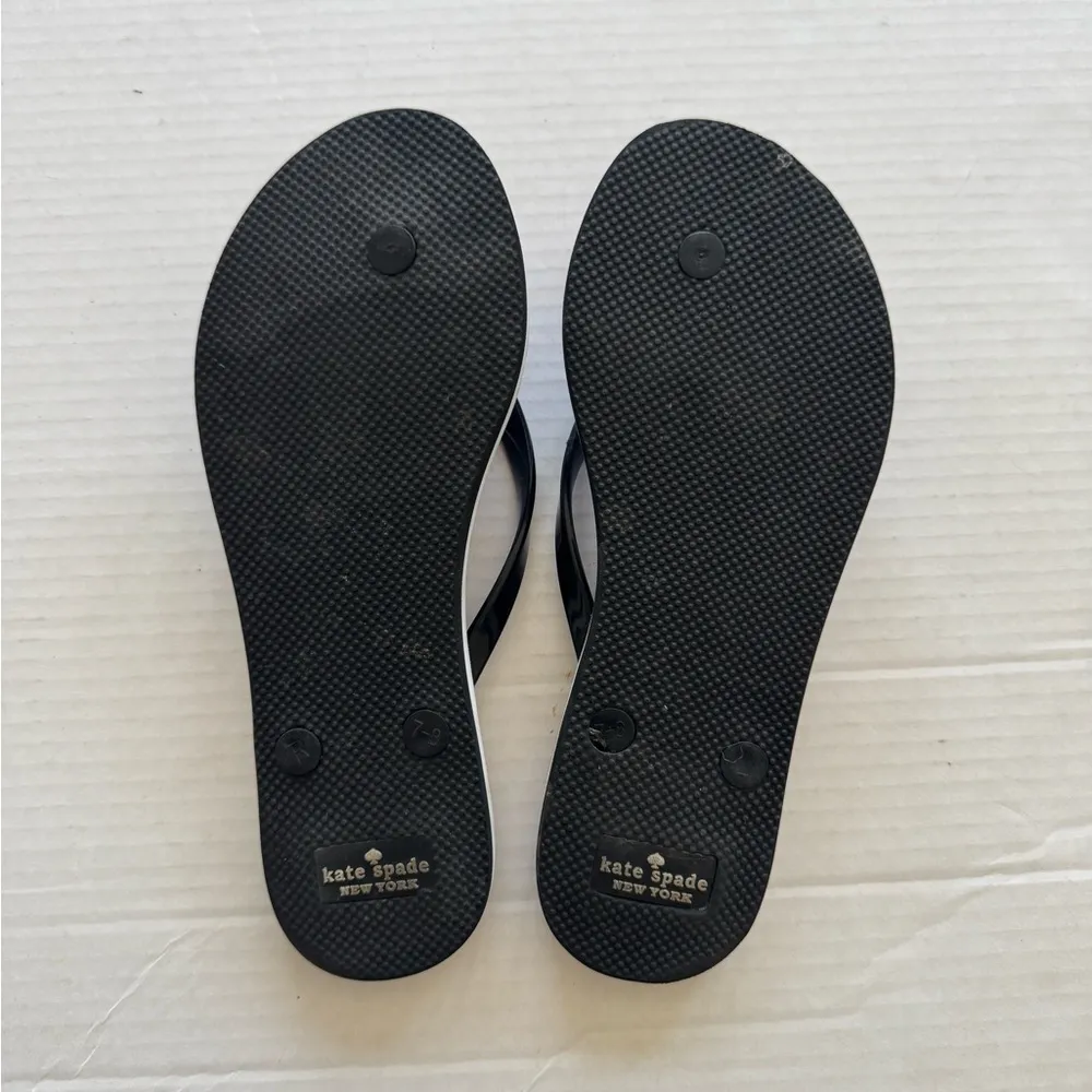 Kate Spade Nimi Black Pink Leopard Flip Flop Sandals Womens 7/8 Beach Basic - Image 3