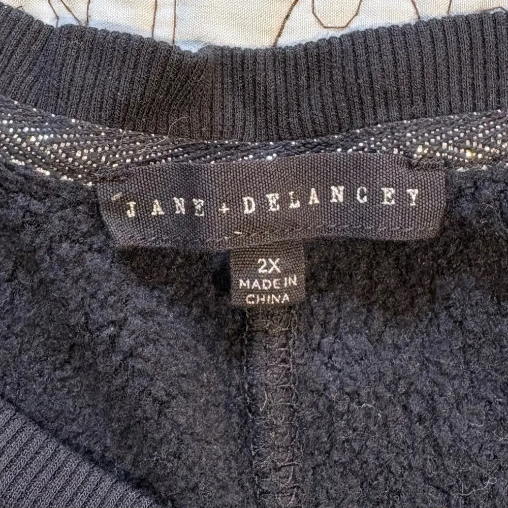 JANE + DELANCEY Subtle Sparkle Black Leopard Print Fleece Lined Sweatshirt 2X💚 - Image 7