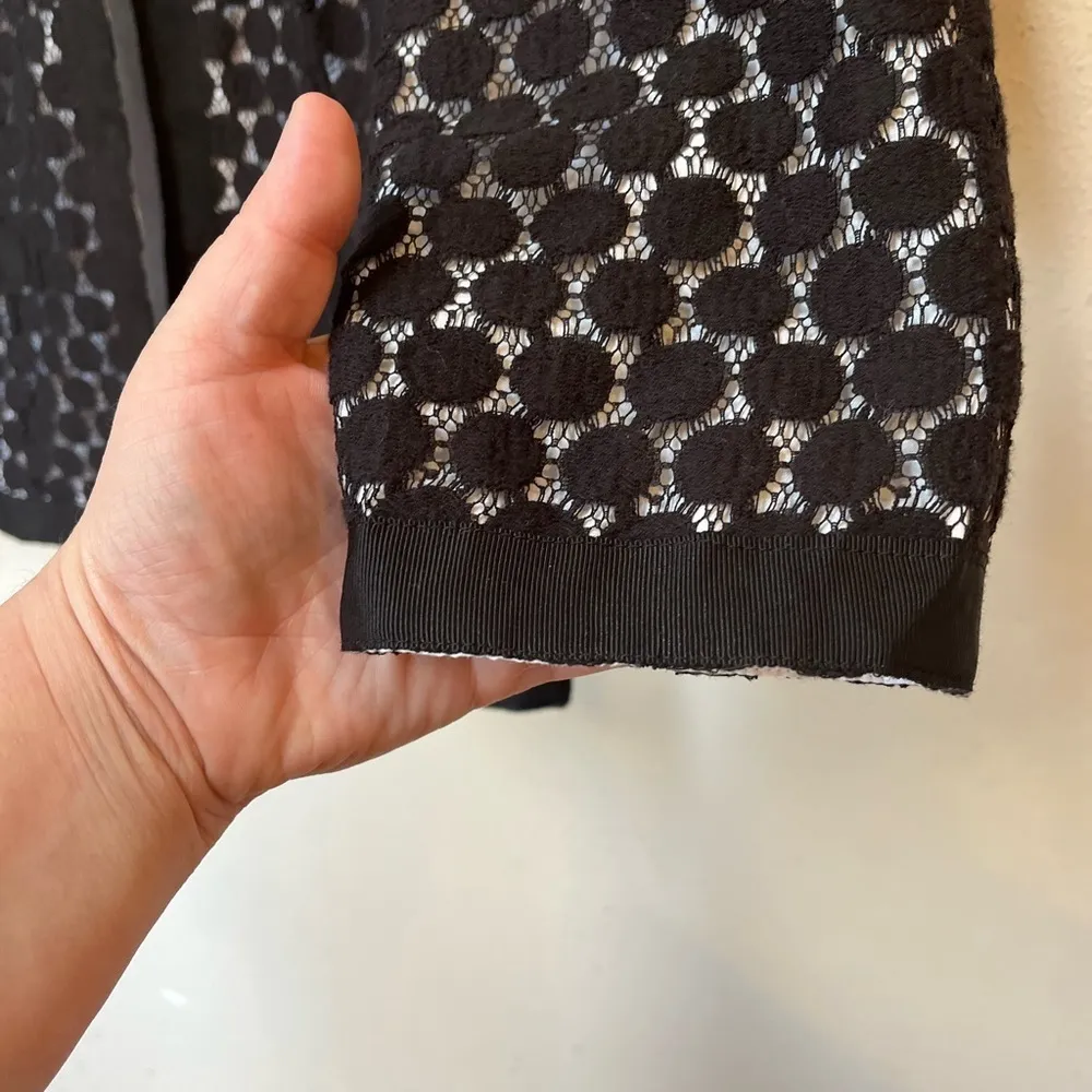 Vintage Charter Club Women’s Black White Spotted Knitted 3/4 Sleeve Blazer Top M - Image 4