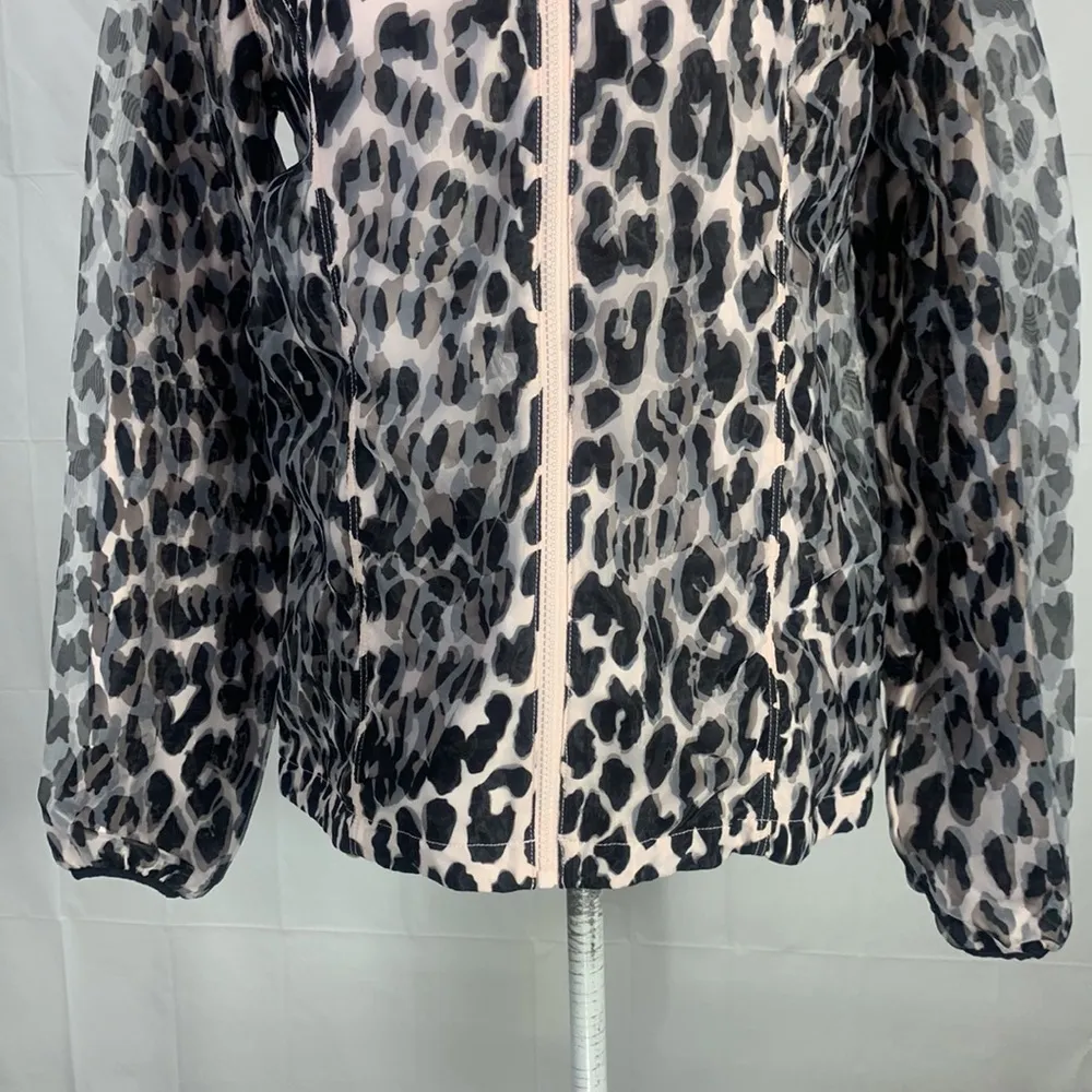 Lorna Jane Leopard Cheetah Print Black And Pink Windbreaker Athletic Jac… - Image 3