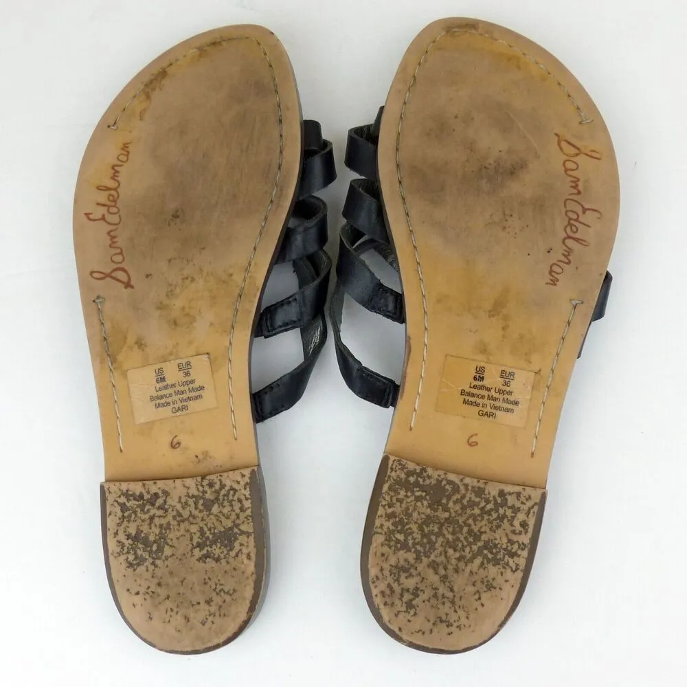 Sam Edelman Gari Strappy Sandals Women 6 M Black Leather Toe Loop Fit Like 5.5M - Image 12