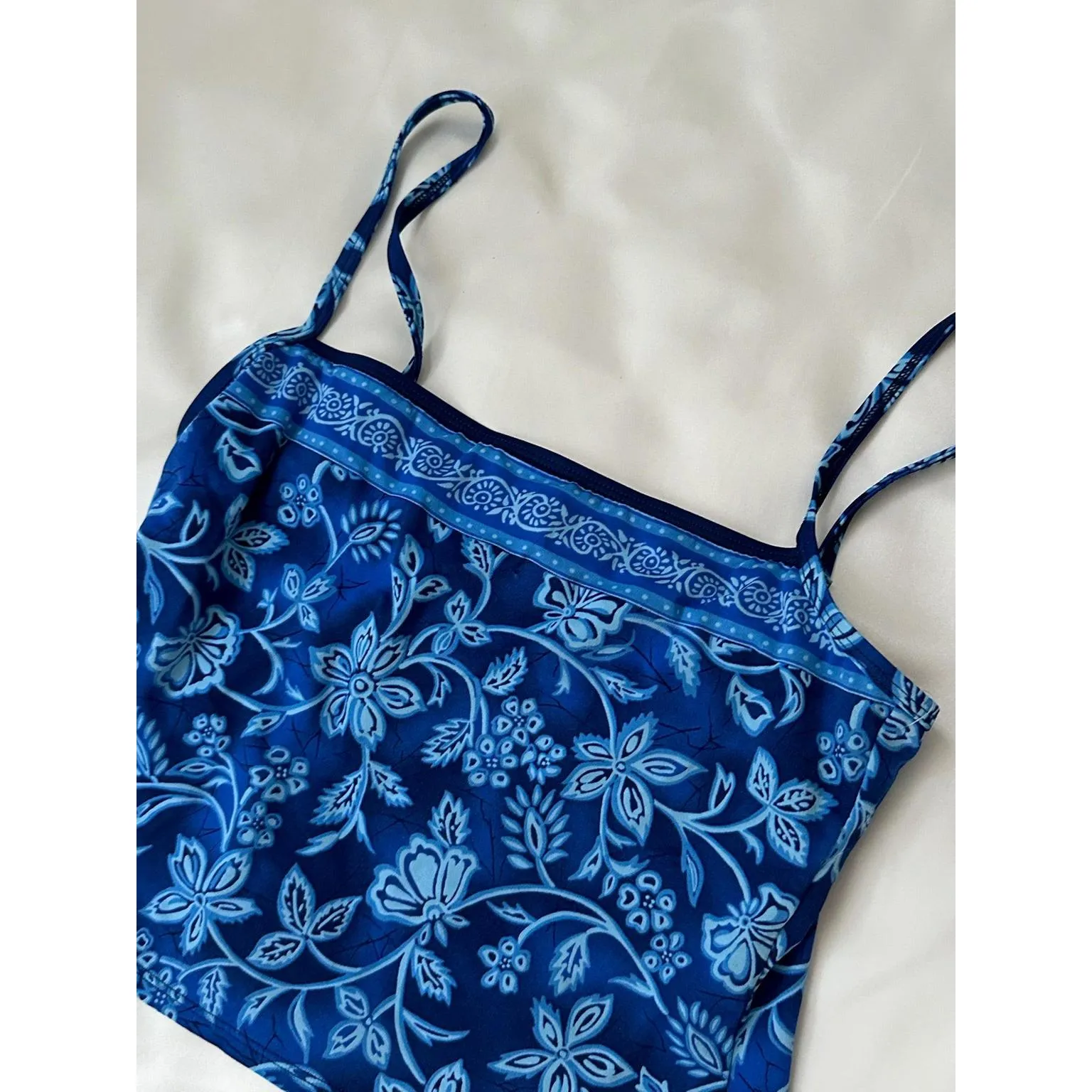 Blue Floral Tankini Top - Image 4