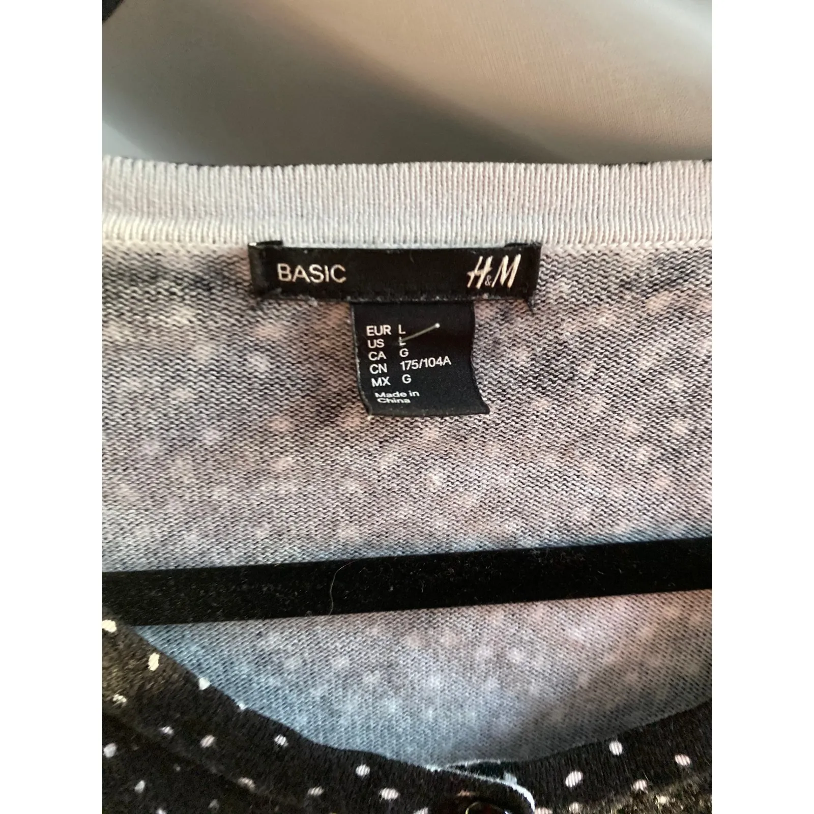 H&M Polka Dot Button Up Black Cardigan Sweater Large Cotton Work Femme Capsule - Image 6