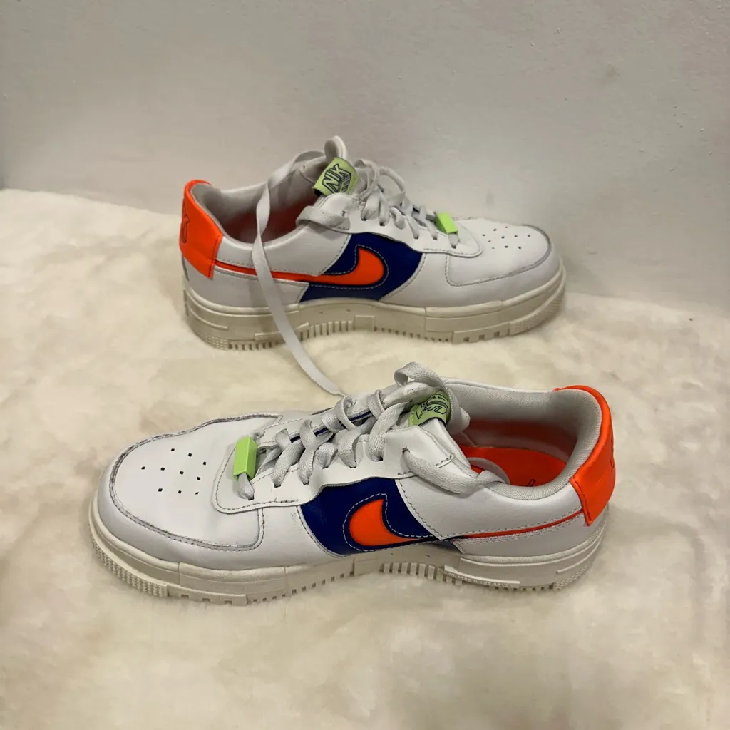 Nike Air Force 1 Shadow White Blue Orange Sneakers - Image 6
