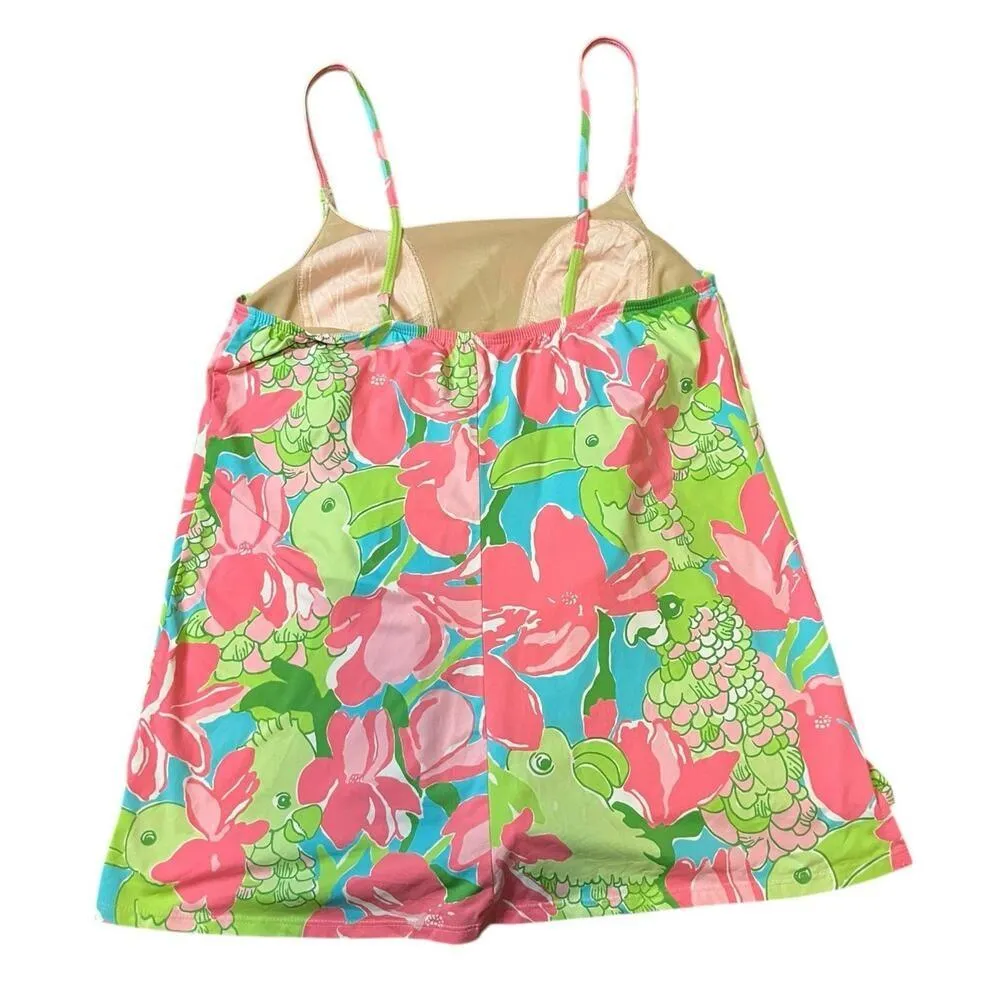 Lilly Pulitzer One-Piece Parrot Pattern Pink & Green Swimsuit Size 8  Vintage - Image 2