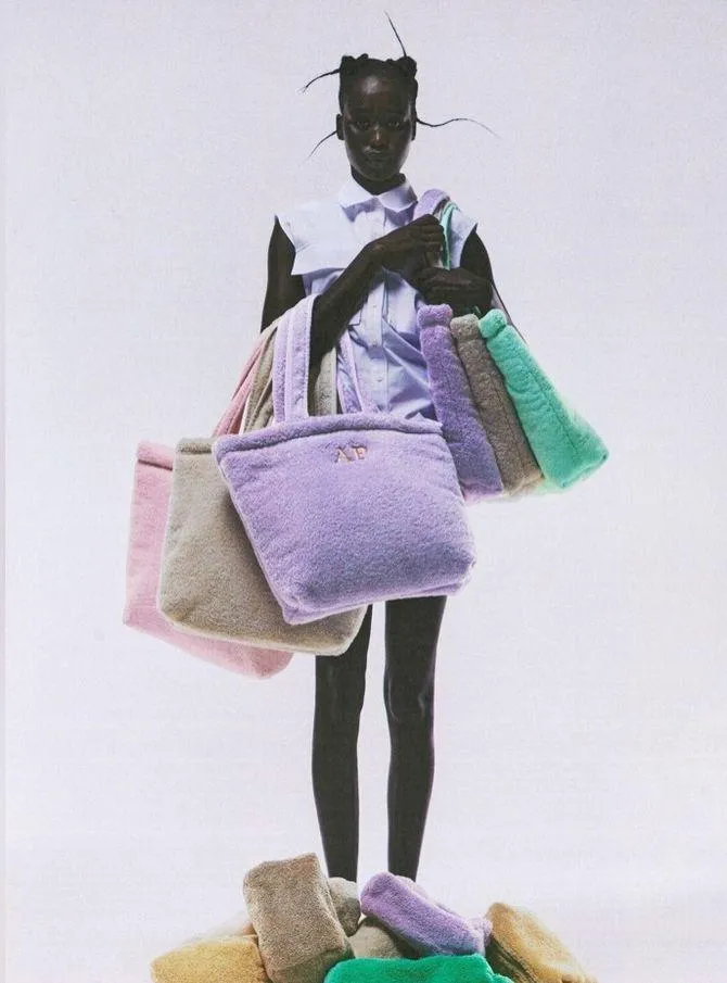 Zara MAXI TERRY Cloth TOTE SHOULDER Large BAG Purple NEW - Image 4