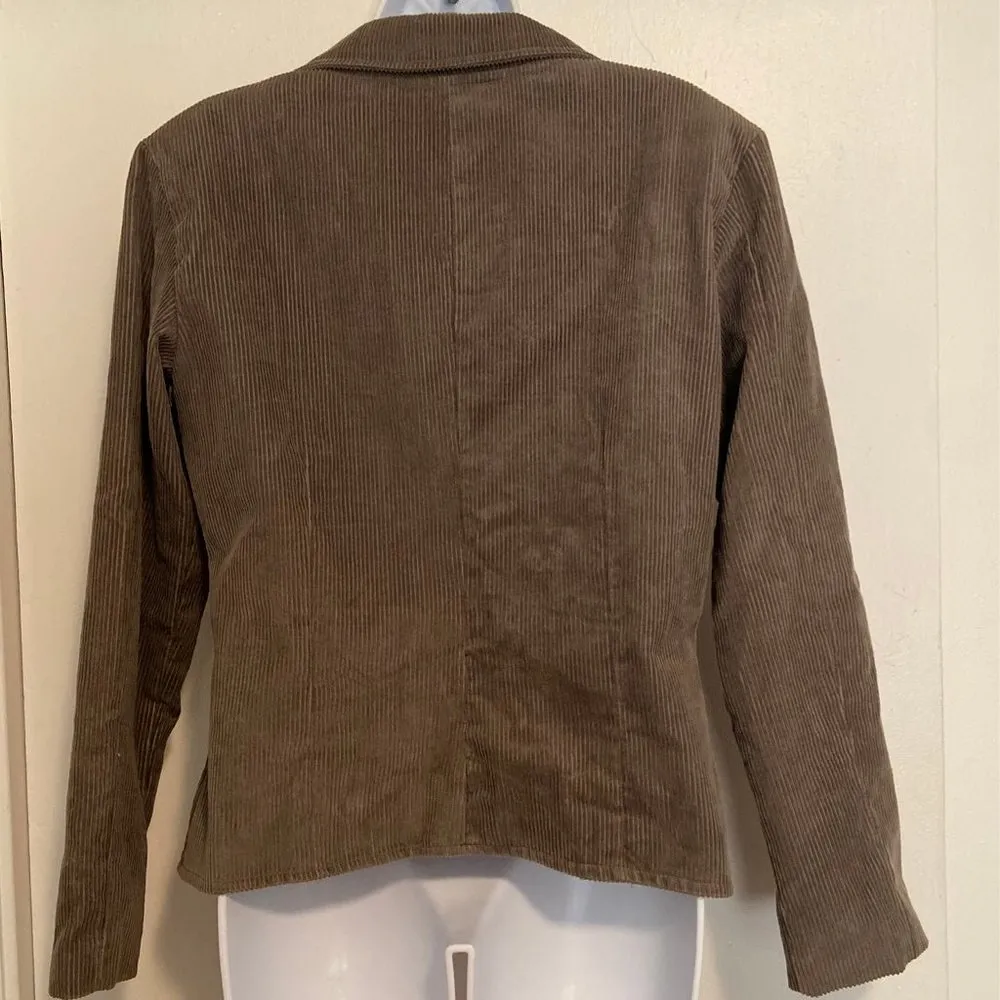 Grazia Corduroy Beaded Button Front Blazer Brown Size XL - Image 5