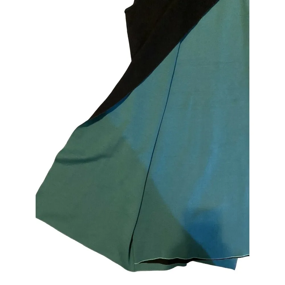 $995 New St. John XS 0 Sheath Dress Milano Knit Verde Teal St 2014 Caped Sweater - Image 5