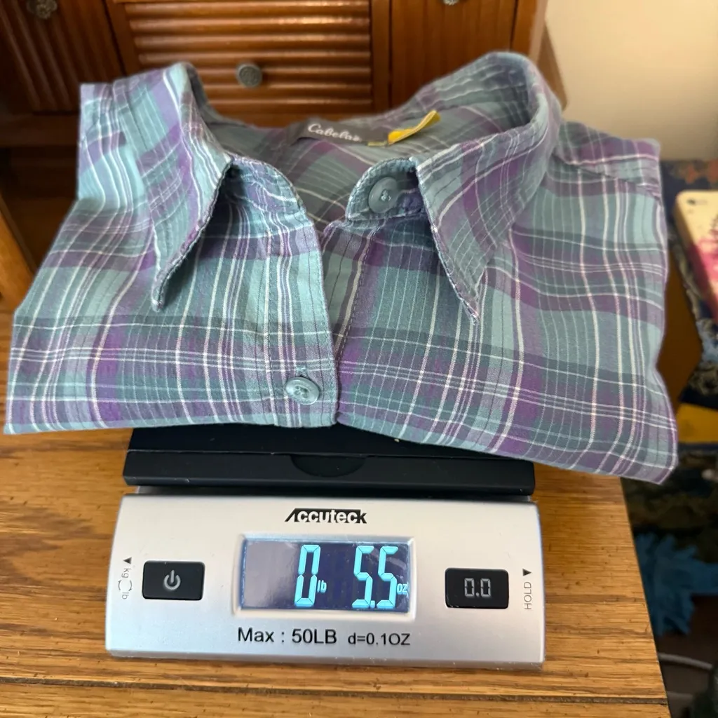 Cabela’s Plaid Short Sleeve Button Down Shirt Women’s Size Medium Lightweight - Image 9