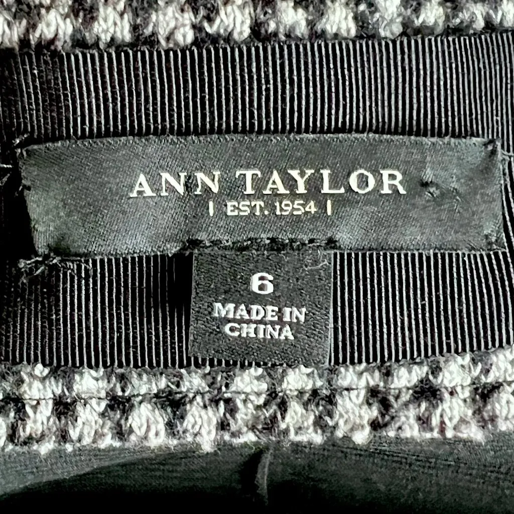 Ann Taylor Tweed 3/4 Sleeve Blazer 6 Rosette Black Virgin Wool Blend Career - Image 11