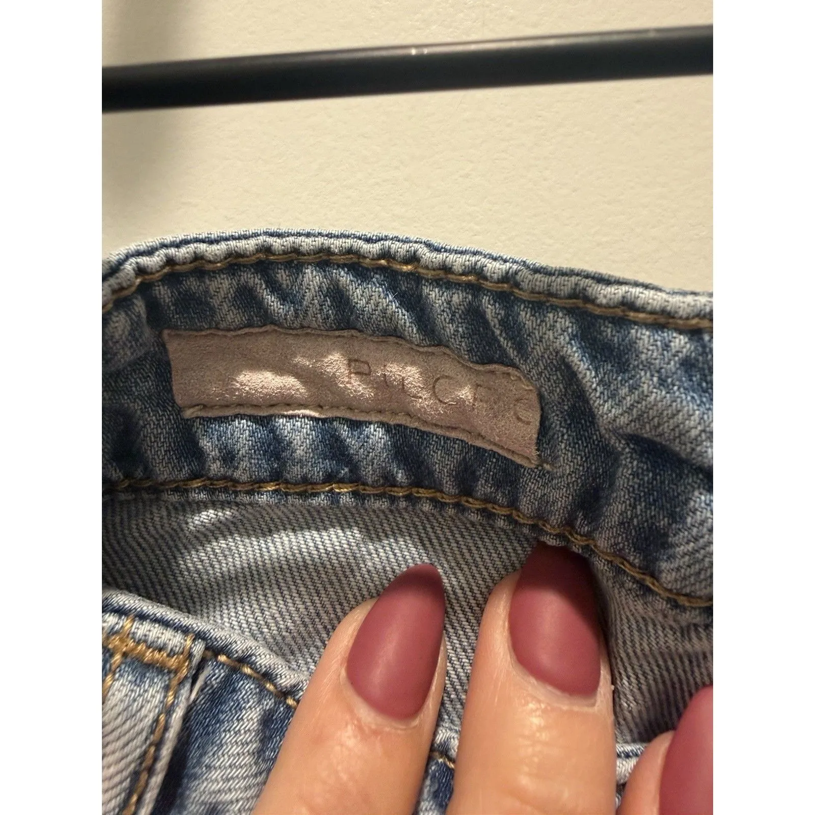 Pilcro Anthropologie Cut Off Button Fly Blue Denim Jean Shorts Sz 28 Distressed - Image 3