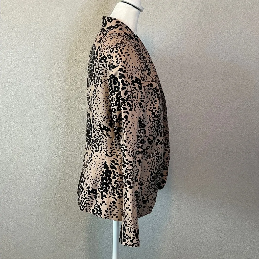 JCrew Leopard Print Open Front Blazer Tan/Black Size 2 - Image 2