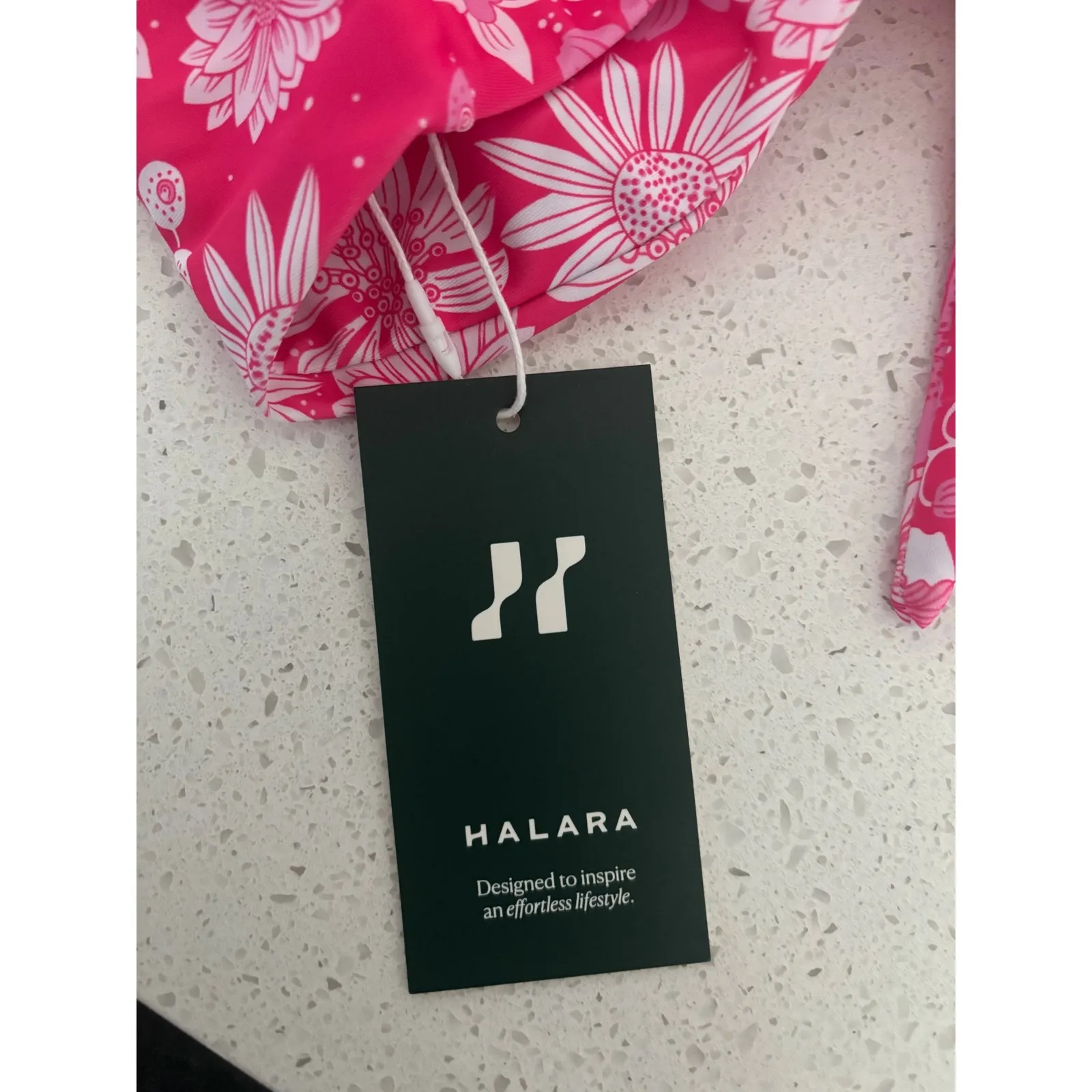 Halara Bandeau Swimsuit Women Lrg Pink Floral Beachy Coastal Tropical Resort NWT - Image 2