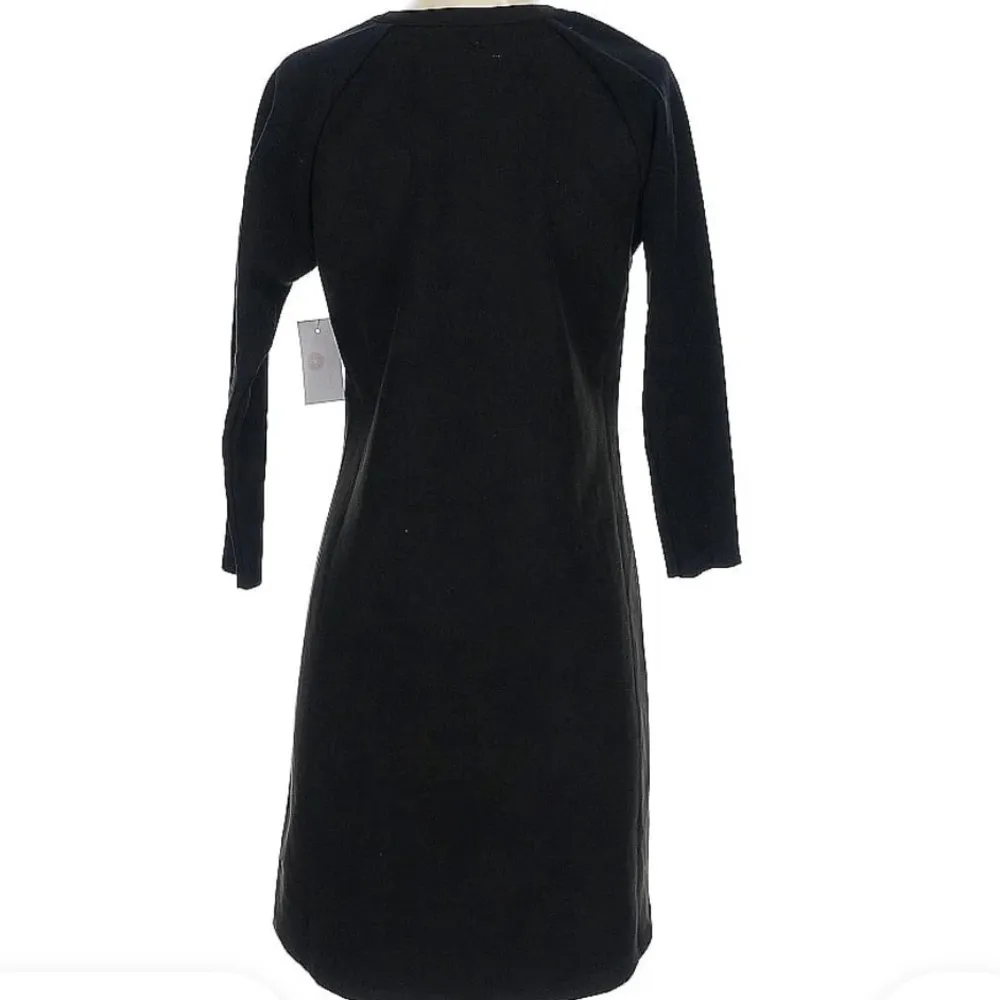 Lauren James River Dress Black Casual 3/4 Sleeve Pocket Suede Knit Sleeve Small - Image 4
