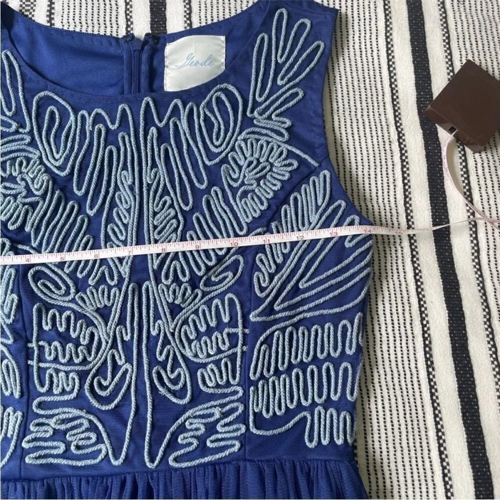 Modcloth Blue‎ Sleeveless Knee Length Retro Sundress Scoop Neck sz XS Graduation - Image 7