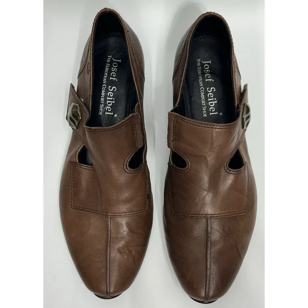 Josef Seibel Brown Leather Mary Jane Comfort Shoes Low Heels size EU 40 US 9 - Image 4