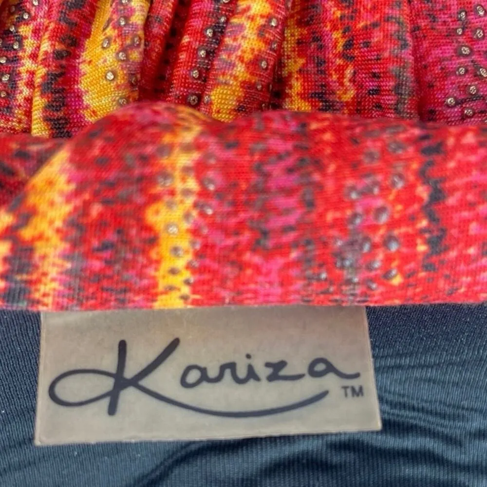 Kariza Multicolor Red Tie dye Bandeau Tie Two Piece Bikini Swimsuit Set Size L Size L - Image 3