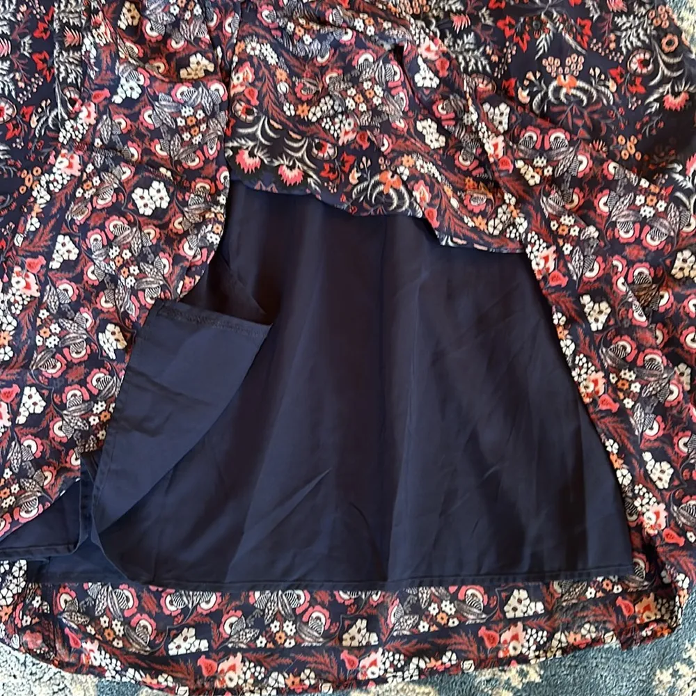 Vince Camuto one shoulder midi dress navy floral ruffle size 8 lined - Image 7