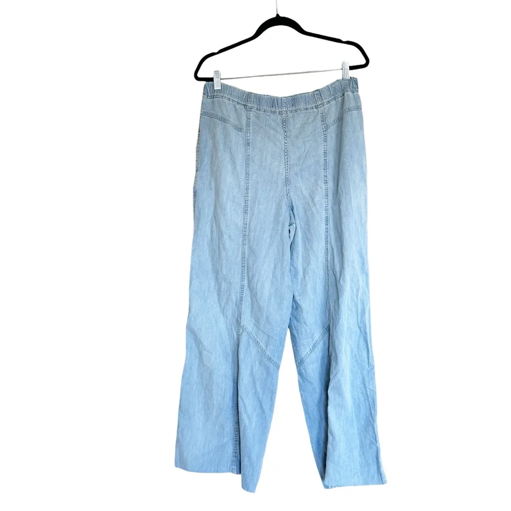 NWOT WE THE FREE X FREE PEOPLE WIDE LEG PULL ON FRAYED HEM PANT MEDIUM - Image 2