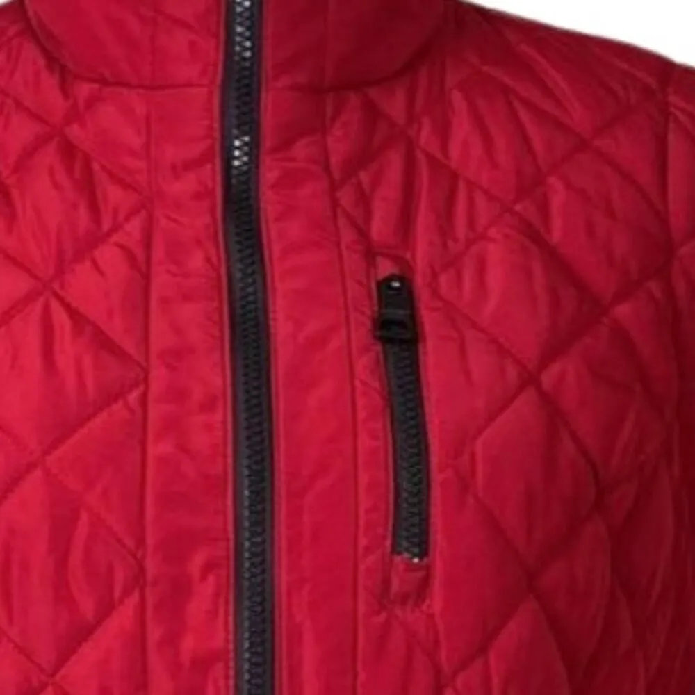 Andrew Marc Quilted Zip Front Pockets Stretch Red Black Women's Size Large - Image 10