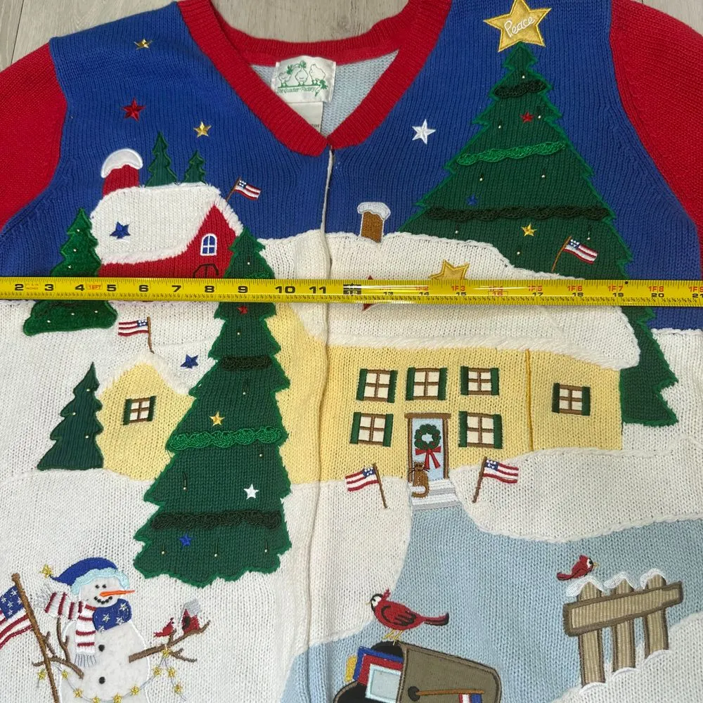 The Quaker‎ Factory vintage cardigan knot ugly Christmas sweater size large White - Image 5