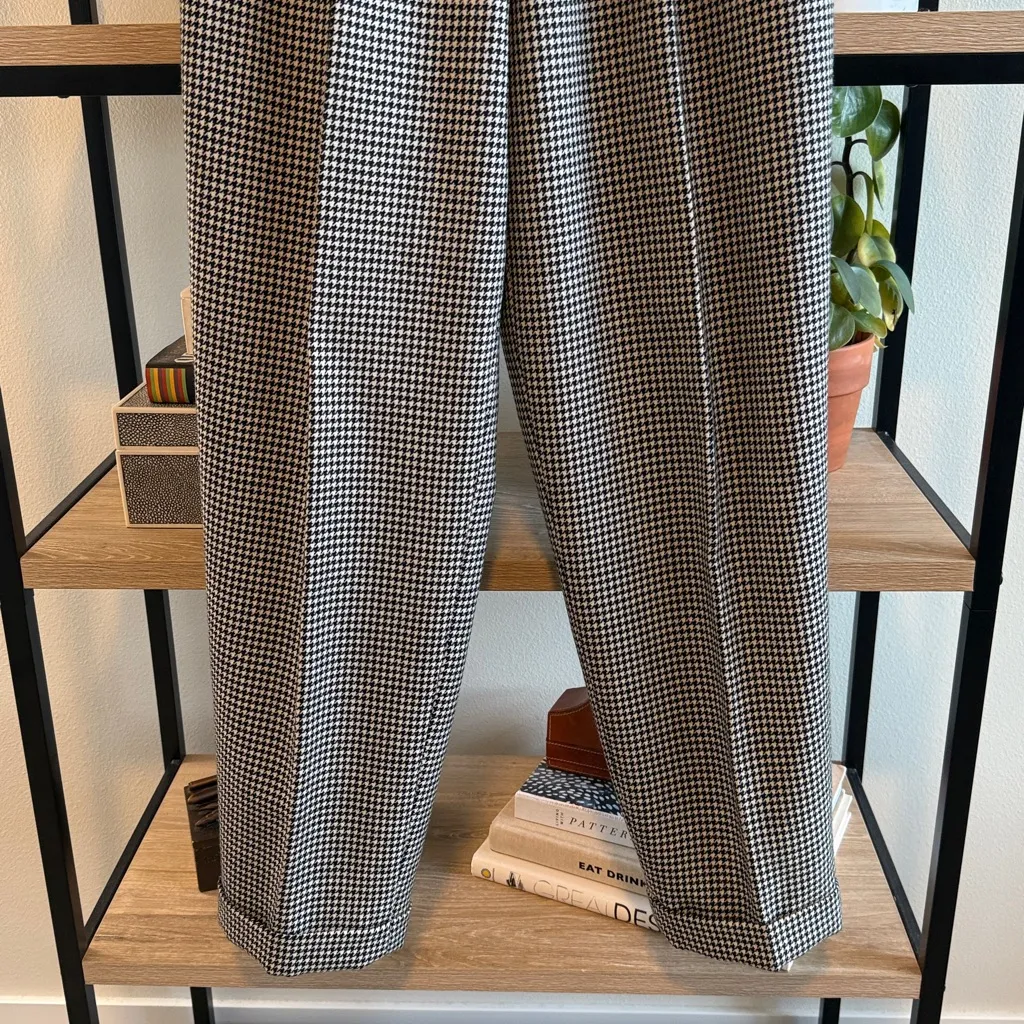 Talbots Vintage Houndstooth High-Rise Wool Woven Cuffed Career Dress Pant, 8 - Image 3