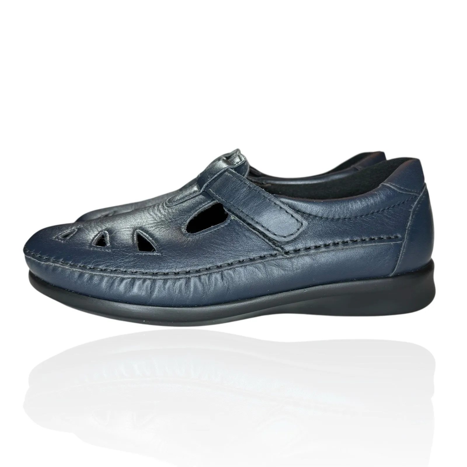 New SAS Women's Shoes Roamer Navy EZ Strap 8 WW Tripad Comfort Leather USA‎ Made Blue - Image 4