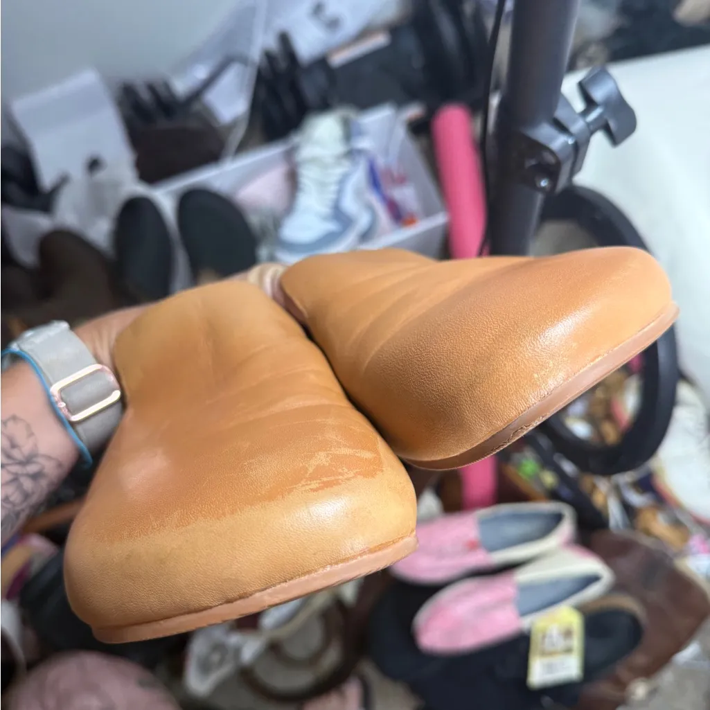 J Crew Pacific Toasted Wheat Sherpa Lined Leather Women’s Mules Clogs Slide 9.5 - Image 9