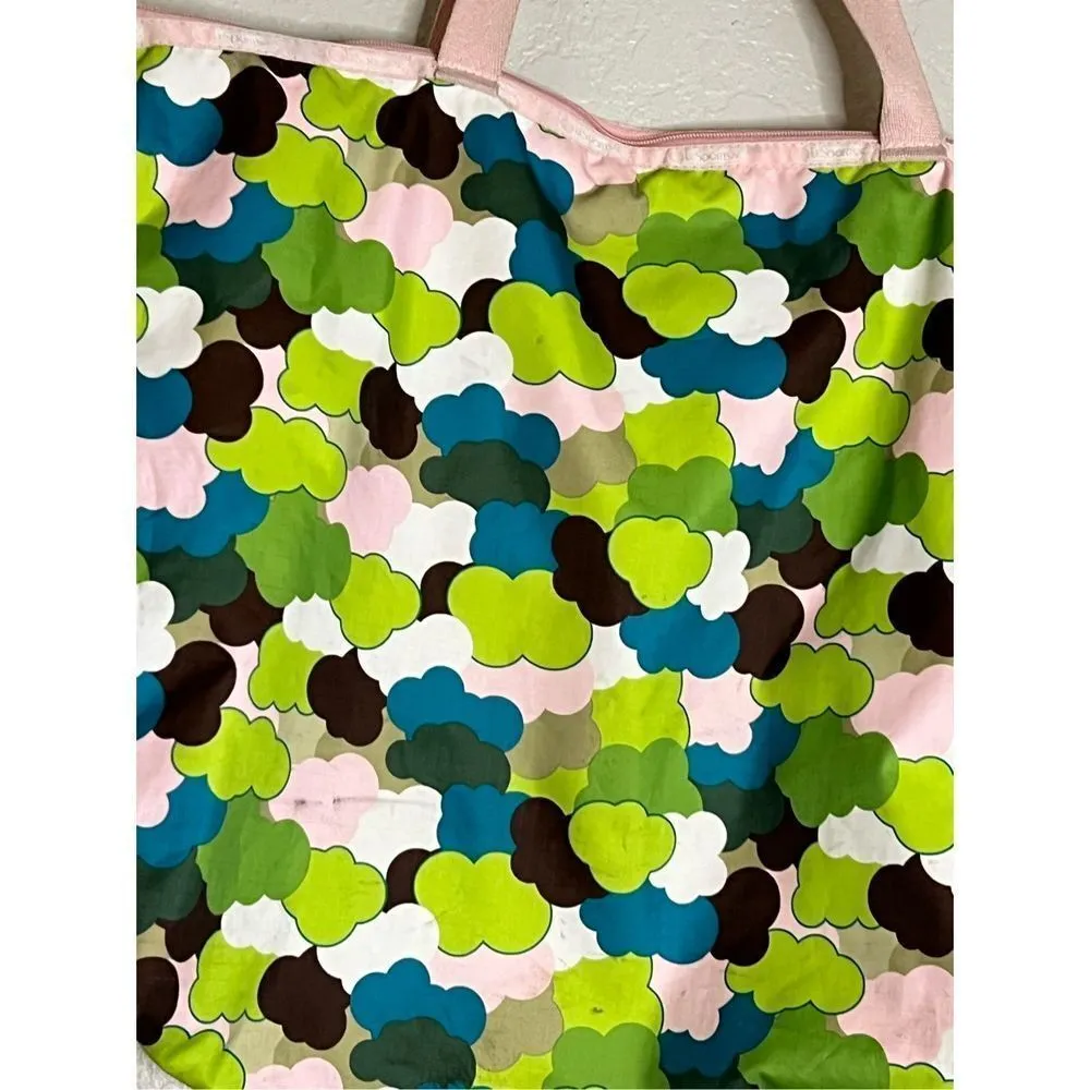 Lesportsac green pink cloud nylon tote bag purse - Image 2